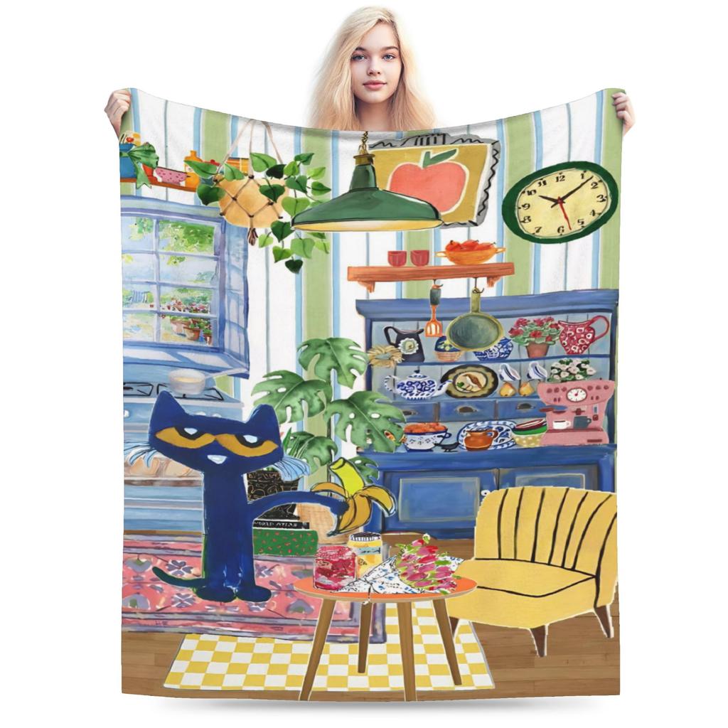 Pete The Cat Blanket Flannel Relax Super Soft Throw Blanket for Bed Bedding Throws