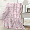 Flannel Blanket Boasting Adorable Pink Bow Print Suitable for Enhancing The Sweetness Of Bedrooms and Cosy Movie Nights Premium