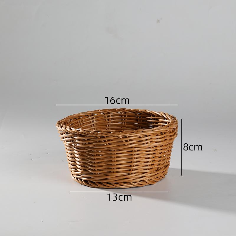 Handwoven Hardness Rattan Wicker Woven Serving Baskets Household Bread Fruit Vegetables Basket Rattan Basket Restaurant Display