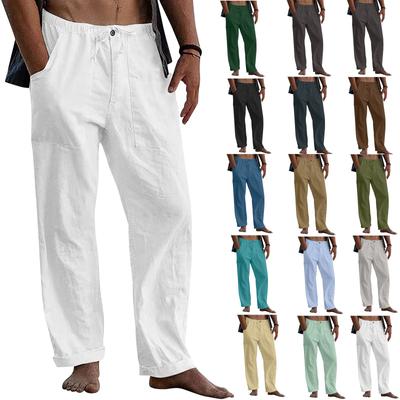 Men's Casual Loose Comfortable Casual Pants Cotton Linen Drawstring Trousers