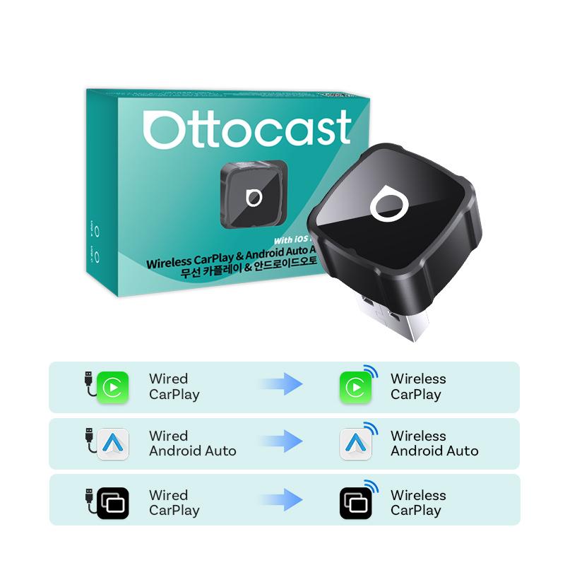 

Ottocast 4.0 Mini Air Wireless CarPlay Android Auto 3 in1 Adapter Video Mirroring Youtube Tiktok Mirror Dongle for ios Airplay чёрный