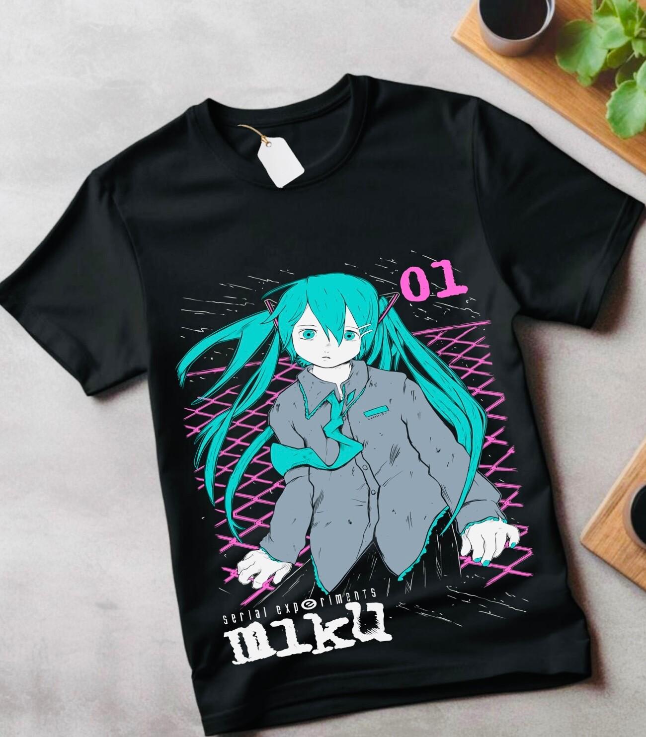 Serial Experiments Lain T-Shirt Mens Womens Tees Top lain miku Shirt Anime Manga Gift Unisex Shirt S