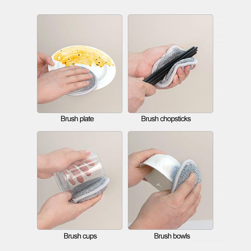 6-18Pcs Double-Side Wire Dishwashing Rags Thickened Metal Silver Wire Rags Kitchen Dish Pot Washdishing Cloths Towel Clean Tools
