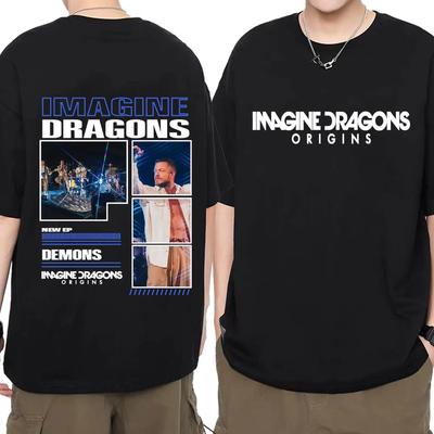 2026 Summer Imagine The Origin of The Dragon Album Tour Cover Cotton Printed Tshirt Mens Retro Loose Casual Short Sleeve Y2k