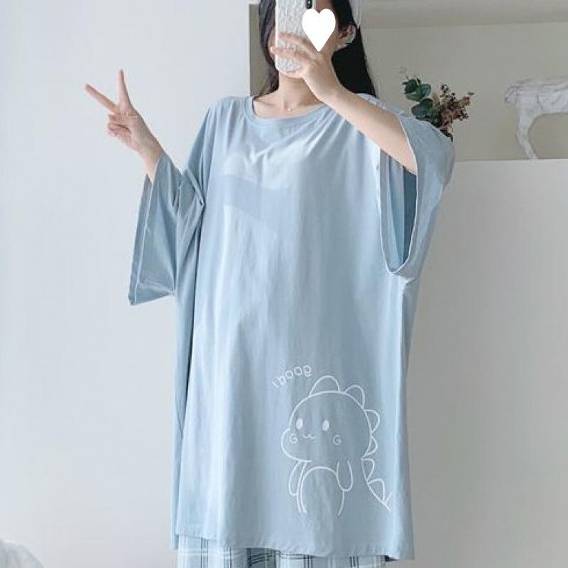 

Plus Size Summer Women Pajamas Set O-Neck Short Sleeve Tops and Pants Black Sweet Sleepwear Pajamas Suit 4XL