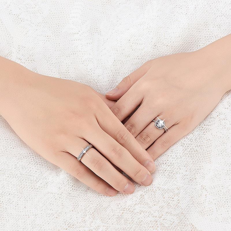 

Couples Open Ring Simulated Silver Plated Wedding Ring Adjustable Size Geometric Design StyleA