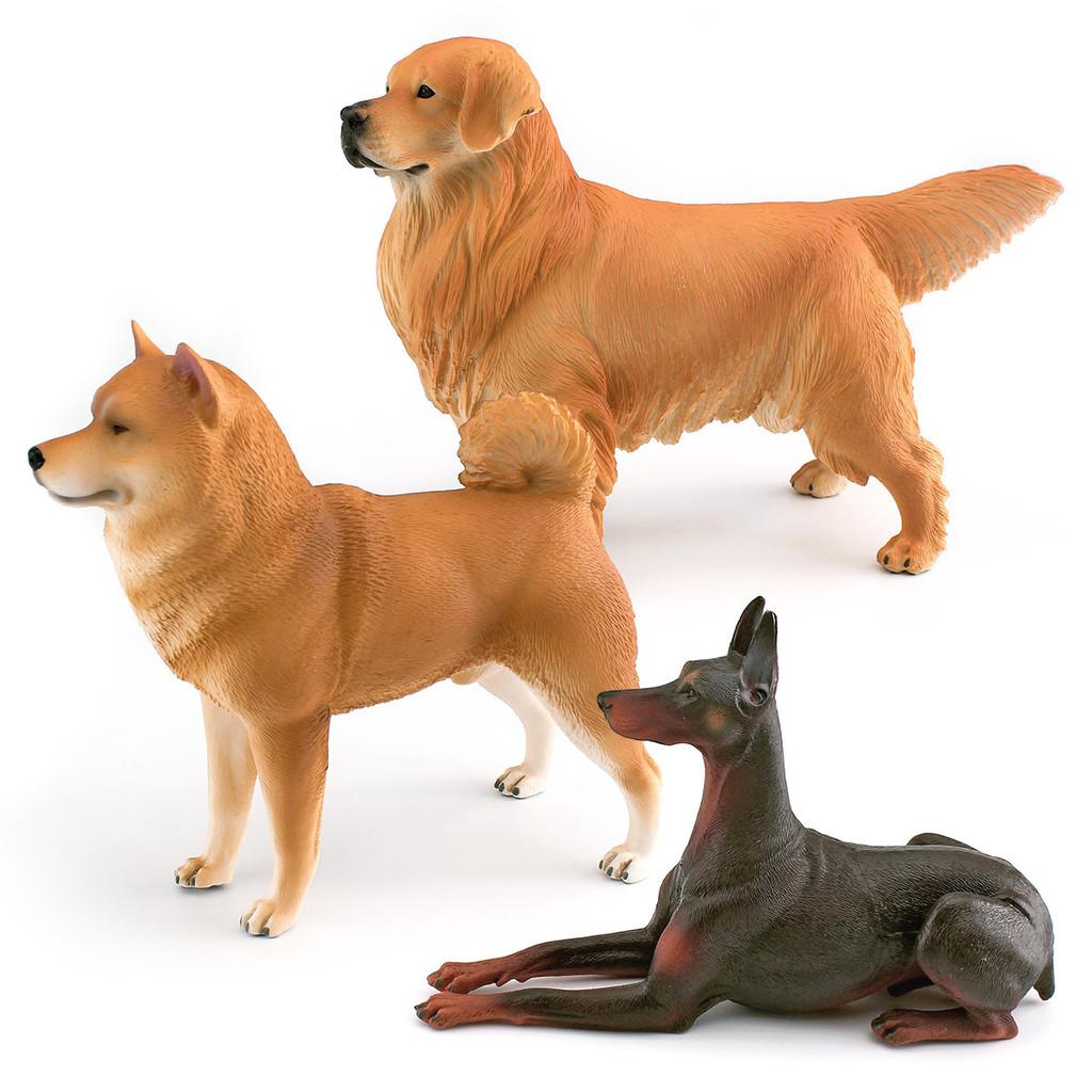 Große Realistische Haustierhunde-Modelle Niedlicher Shiba Inu Golden Retriever Und Dobermann Tischdekoration Spielzeug