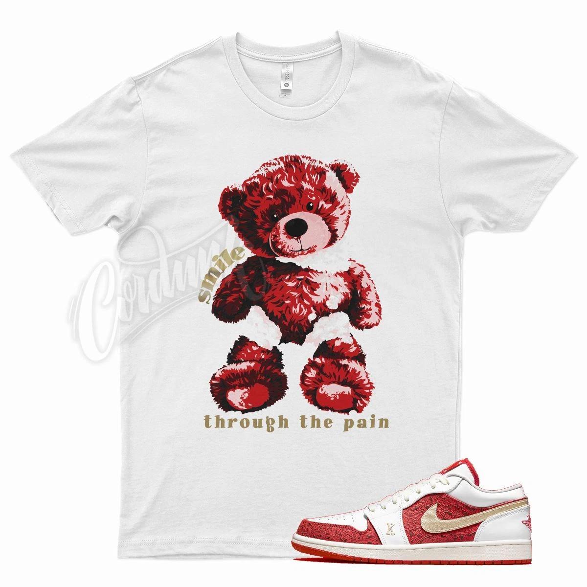 White SMILE T Shirt for Air J1 1 Low Spades White Gold 11 12 FIBA Max 90 L