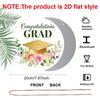2D Flat Aluminum Graduation-themed Wall Hangings, Available in Various Sizes, Featuring Gold Glitter Graduation Caps and Watercolor-style Pink Roses