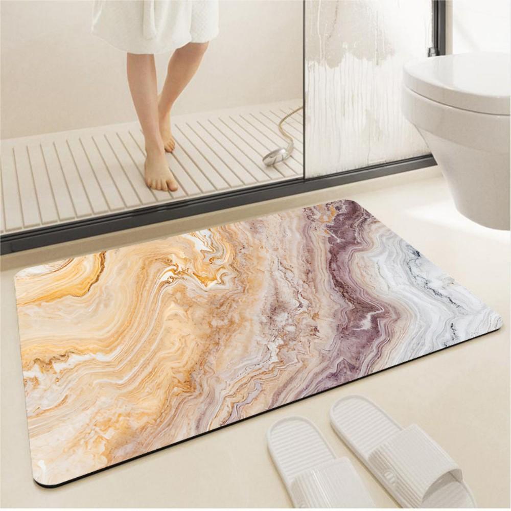 Marble-patterned Diatom Mud Anti-slip Floor Mat, Bathroom Entrance Carpet, Water-absorbing Floor Mat, Home Decoration Rug