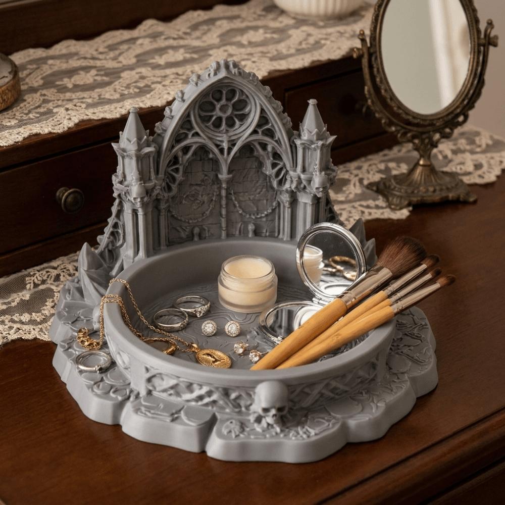 3D Printed Jewelry Storage Tray Retro Gothic Style Decorative Tray  Home Storage