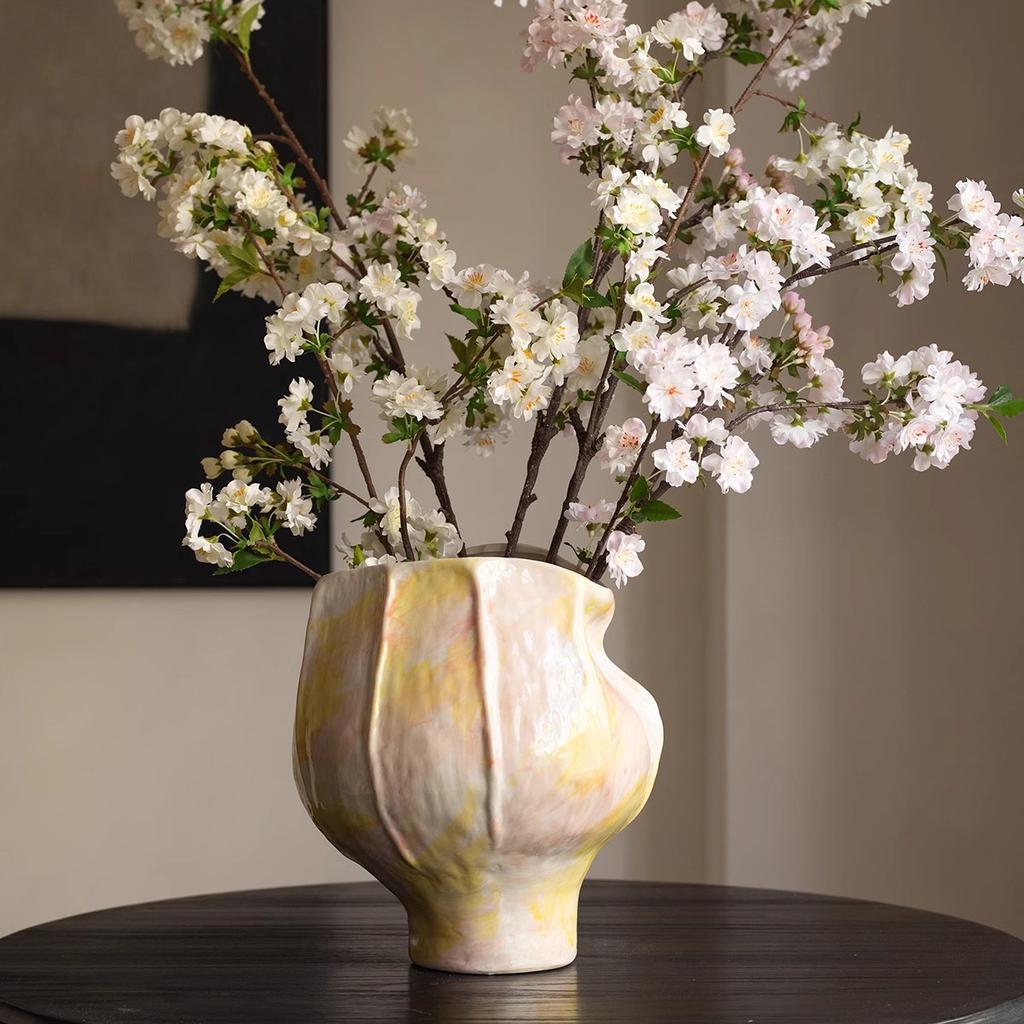 Keramikvase Handgefertigt Steinguttopf Blumenvase Blumenarrangement Zubehör Retro Blumentopf Heimdeko Zubehör