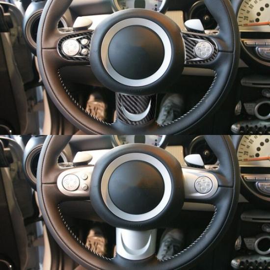 Carbon Fiber Steering Wheel Button Frame + Chin Cover For Mini Cooper R55 07-10