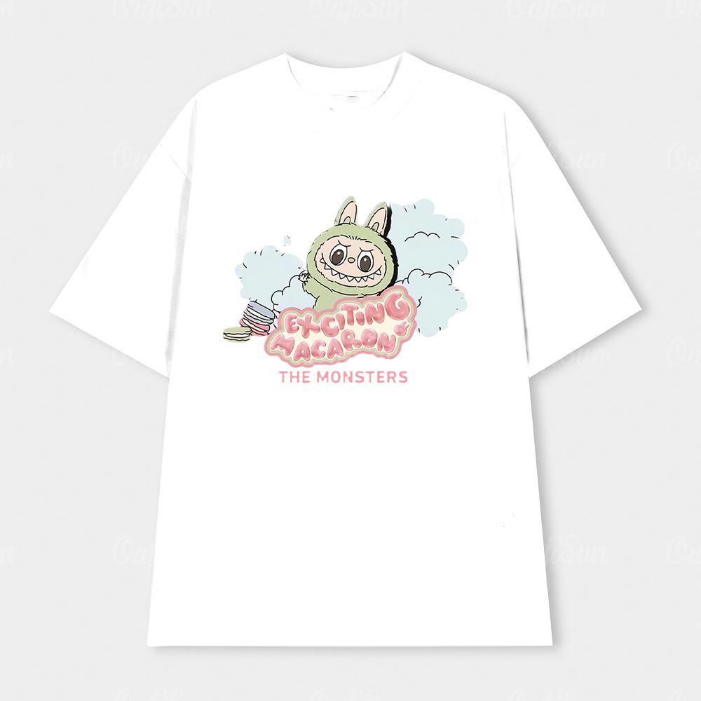 Labubu Kasing Lung Cosplay cloth 3D summer T-shirt Anime Short Sleeve Top White and Black Short Sleeve T-Shirt