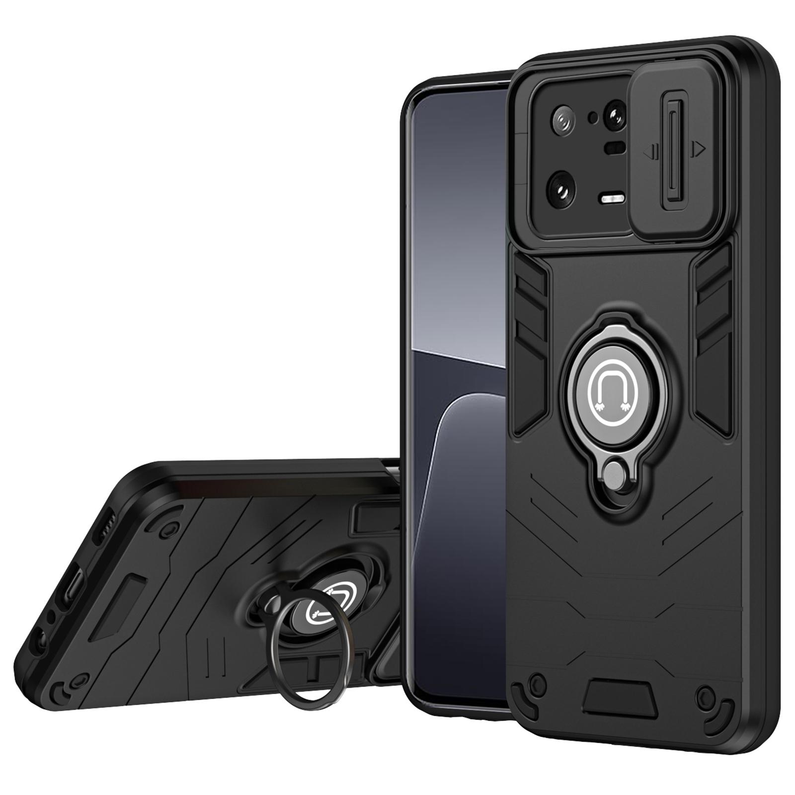 

For Xiaomi 13 Pro 5G Case PC+TPU+Metal Kickstand Phone Cover Black