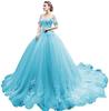 One-word Shoulder Tutu Dress Wedding Dress Birthday Party Art Test Performance Long Trailing Dress