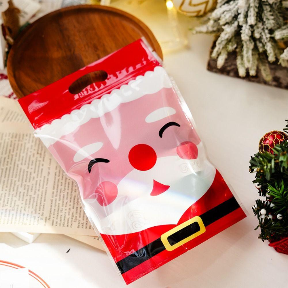 25Pcs Plastic Bags Christmas Candy Bag Merry Christmas Gift Packages Bags  Party Supplies