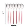 Pachet de 6 linguri rotunde pentru supă de uz casnic linguri de cină din oțel inoxidabil Linguri de masă cu mâner lung în stil coreean Veselă de bucătărie