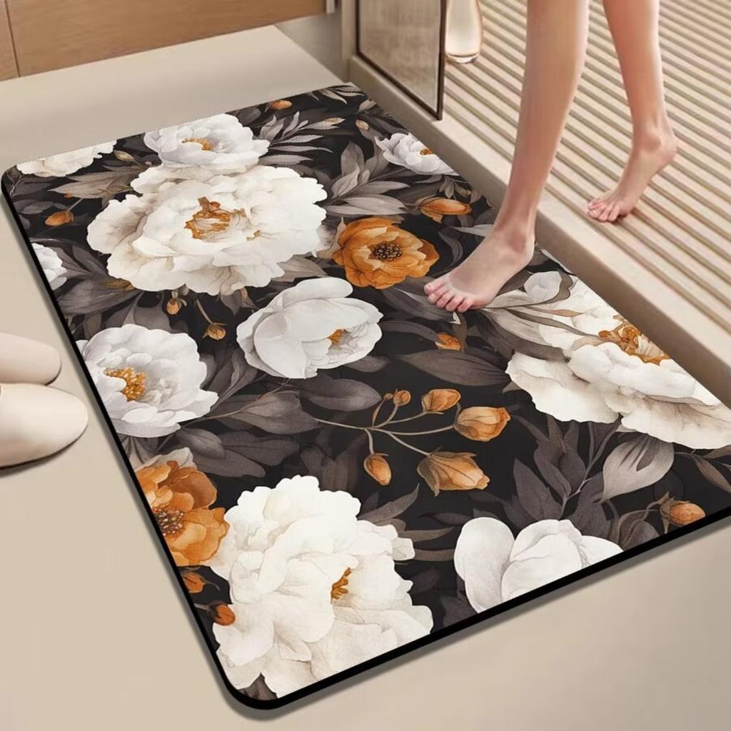 Diatom Printing Bathroom Thickening Mat Bath Non-slip Carpets In Wash Basin Bathtub Side Floor Rug Shower Room Doormat Memory Foam 3D Pad