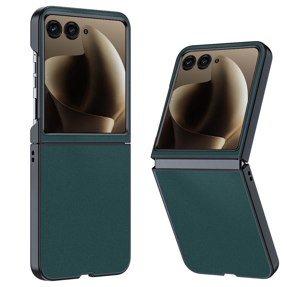 Für Motorola Razr 70 / Razr 70 Ultra Hülle Luxus Fasertextur PU-Leder + Kunststoff Harter Schutz Handyhülle Capa