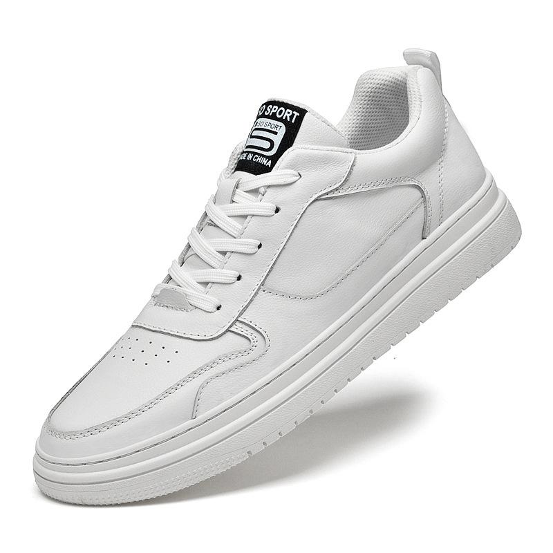 

Spring and summer fashion sports and leisure men s shoes handsome and breathable first-layer cowhide casual shoes trendy versatile board shoes 46 белый