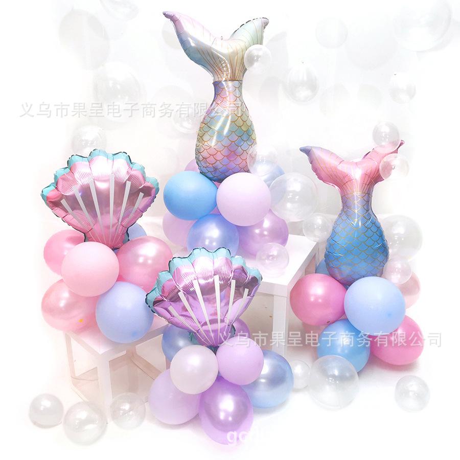 Mermaid-Themed Birthday Party Decoration, Latex Balloon Set, Atmosphere Scene Arrangement Props