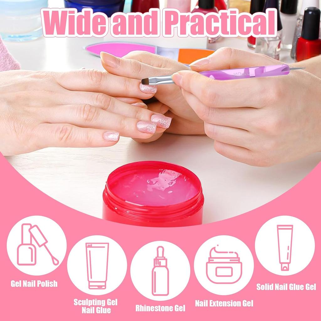 4 Pcs French Brush for Nails with Dotting Tool, Gel Acrylic Brush for Nail Detailed Designs, Two Way DIY Gel Nail Brushes Professional Manicure