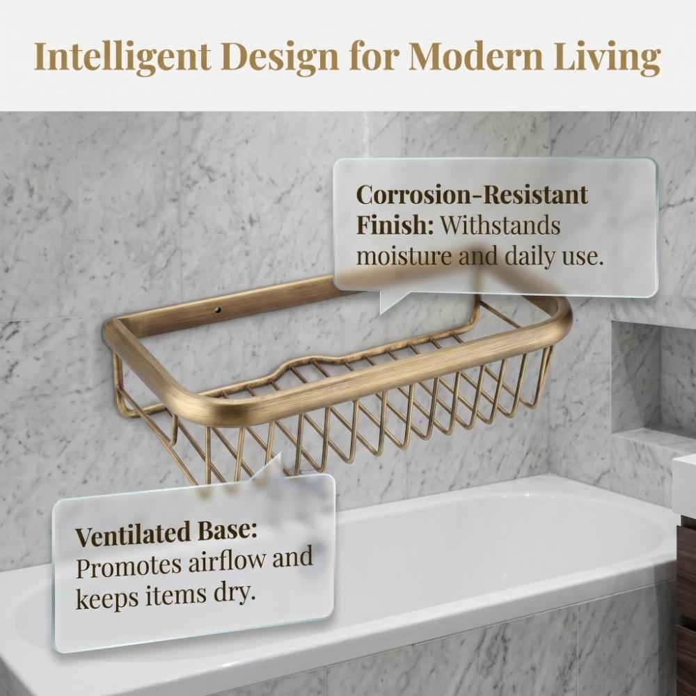 Wall Mount Shower Caddy Basket Shampoo Storage Holder  Bathroom Shower Washroom Restroom Kitchen