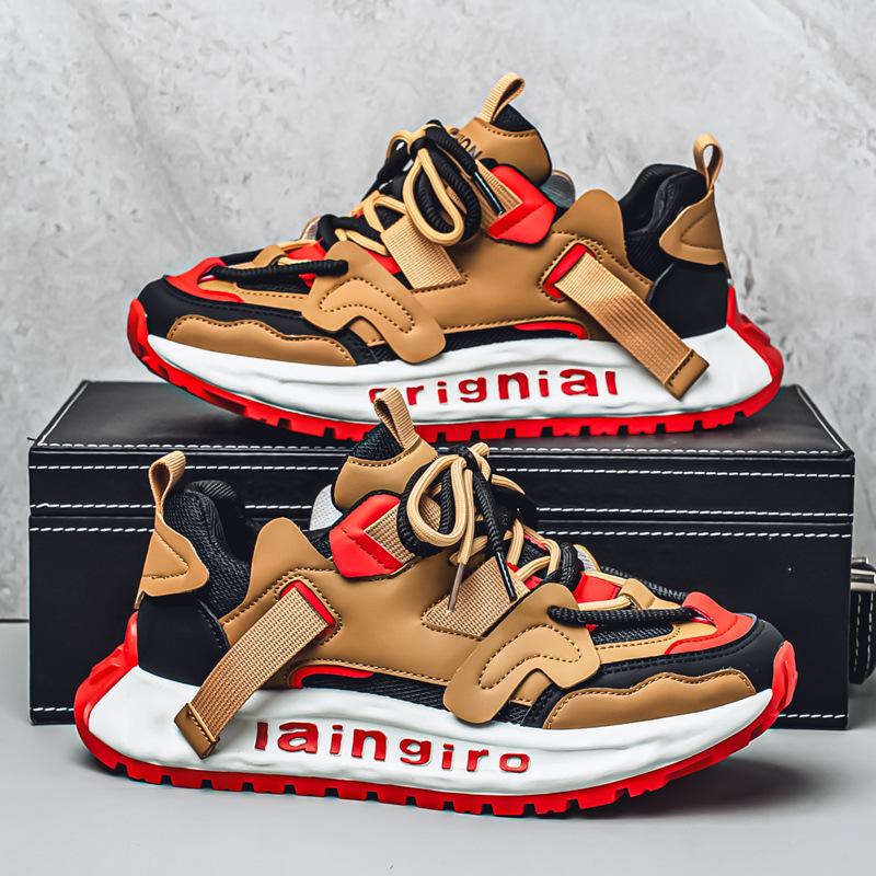 

European station new thick-soled heightening casual shoes spring new niche design fashionable versatile soft-soled breathable men s shoes 44