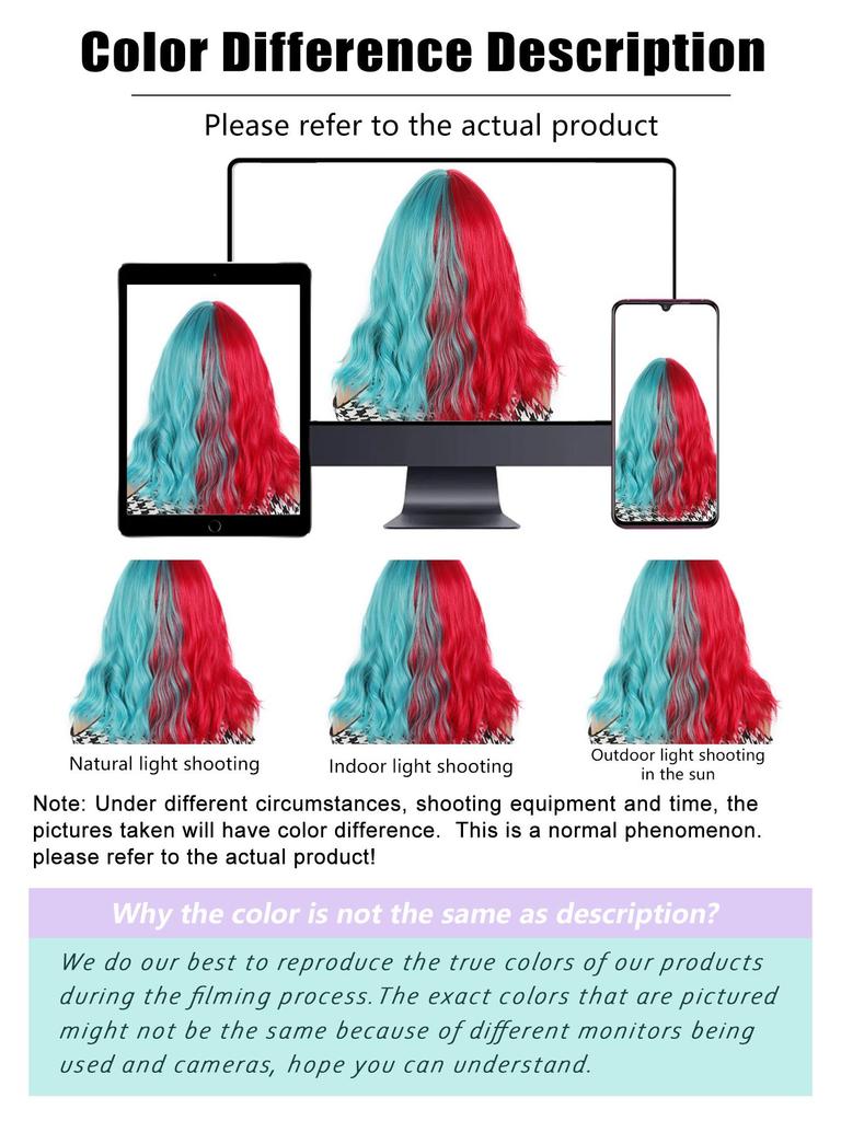 16 Inch Wavy Curly Hair Two-color Synthetic Bangs Wig for Christmas Style, Suitable for Women's Holiday Use