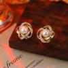 2024 Elegant Rhinestone Pearl Earrings - High-End Bird's Nest Design for All-Match Style