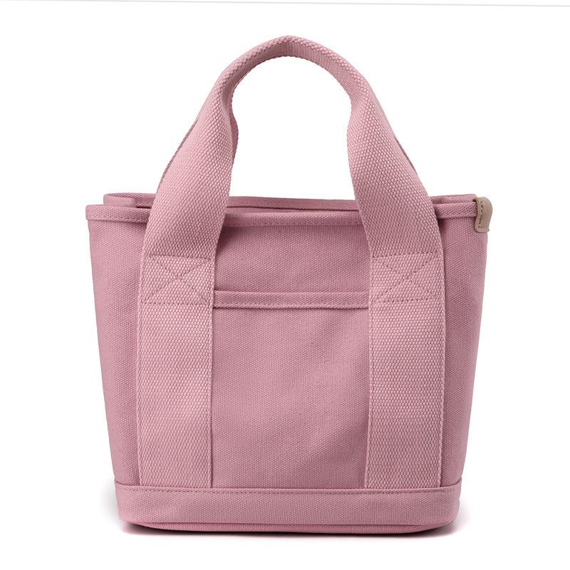 

Japanese Canvas Handheld Tote - Thick Layered Design, Zipper Pocket, Simple Shoulder Bag for Mobile Phones
