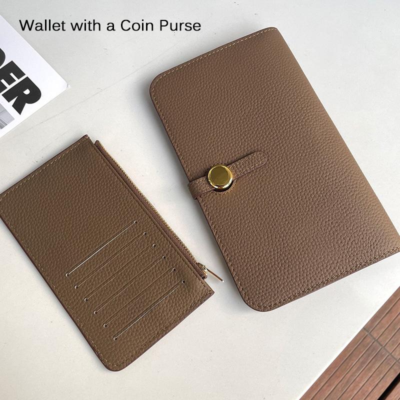 Luxury Genuine Leather Women Wallets Long Cowhide Purse High Capacity Gold-tone Hasp Clutch Bag Brand Design Ladies Billfold