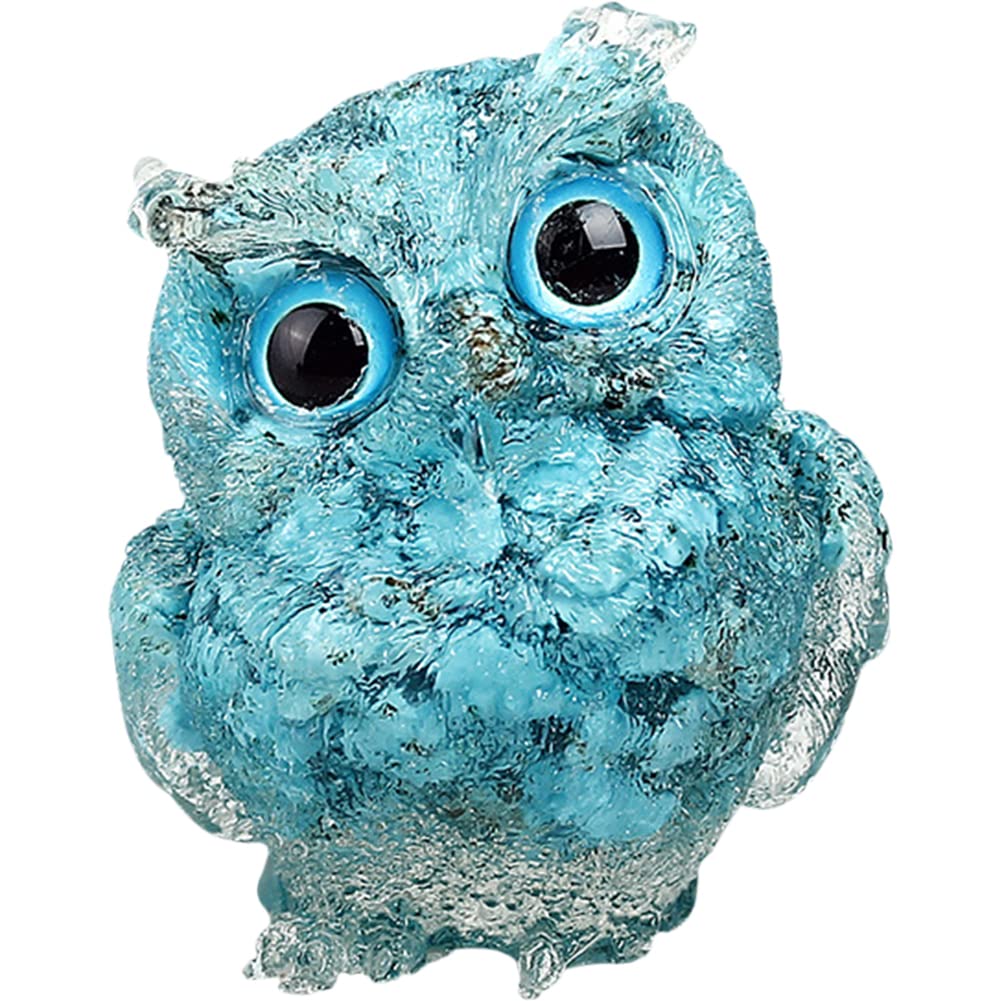 YUYAKESHI Owl Cute Mini Handmade Natural Stone Resin Decorative Tabletop Random Eye Color Figurine, Mascot, Owl, Entryway, Owl, Accessory, Decor,