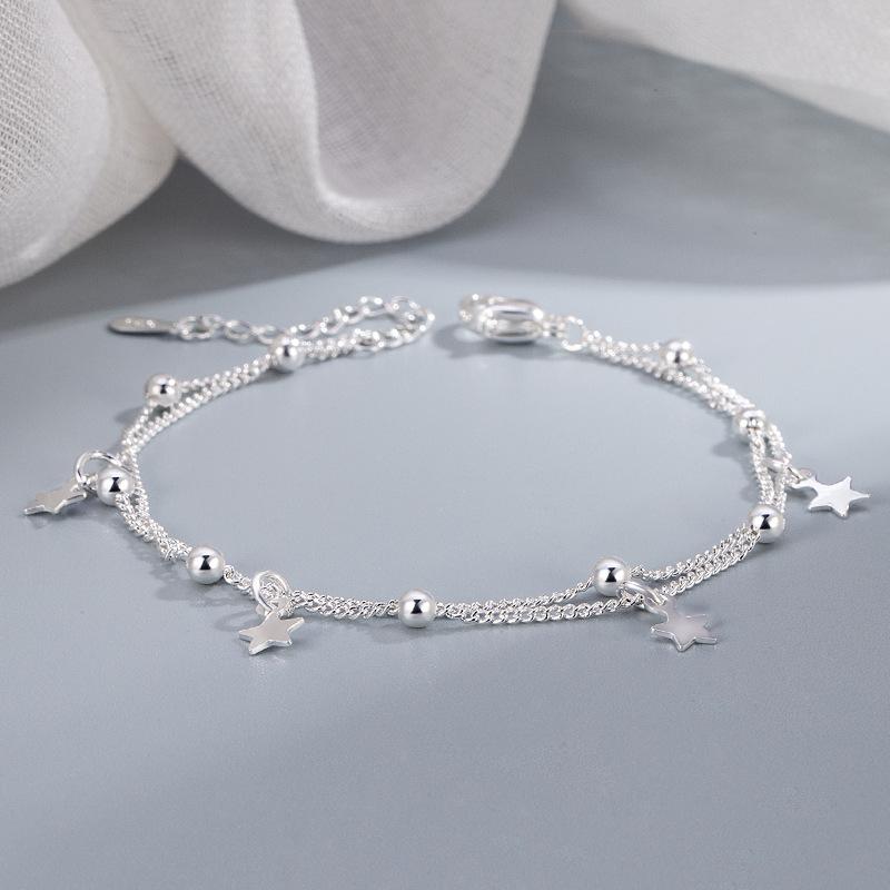 925 Silver Double-layer Star Charm Bracelet For Woman Man Luxury Wedding Engagement Fashion Charm Party Jewelry