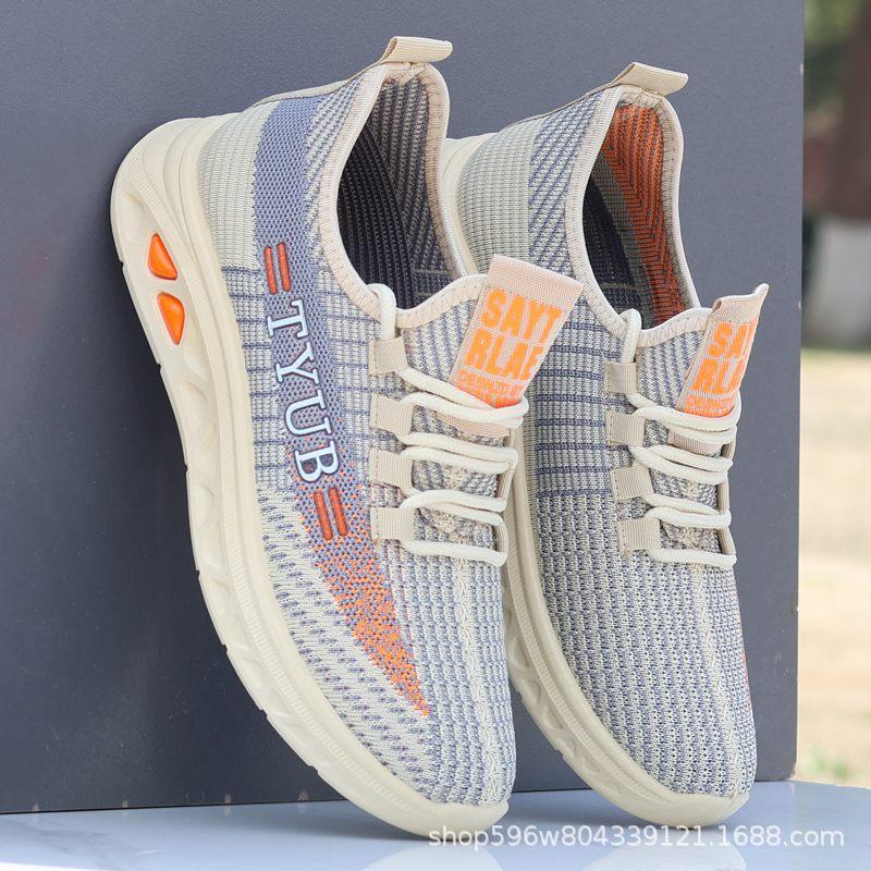 One-pedal lazy shoes men's spring and summer breathable mesh sneakers lightweight soft-soled running shoes deodorant non-slip shoes