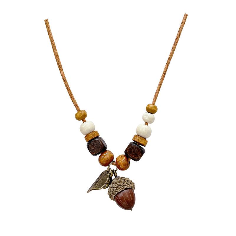 New dried fruit pendant necklace women's new Chinese retro beaded collarbone chain bracelet with
