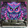 2D Flat Surface Neon Glow Style Owl Background Fabric Party Decoration Suitable for Living Room Polyester Fiber