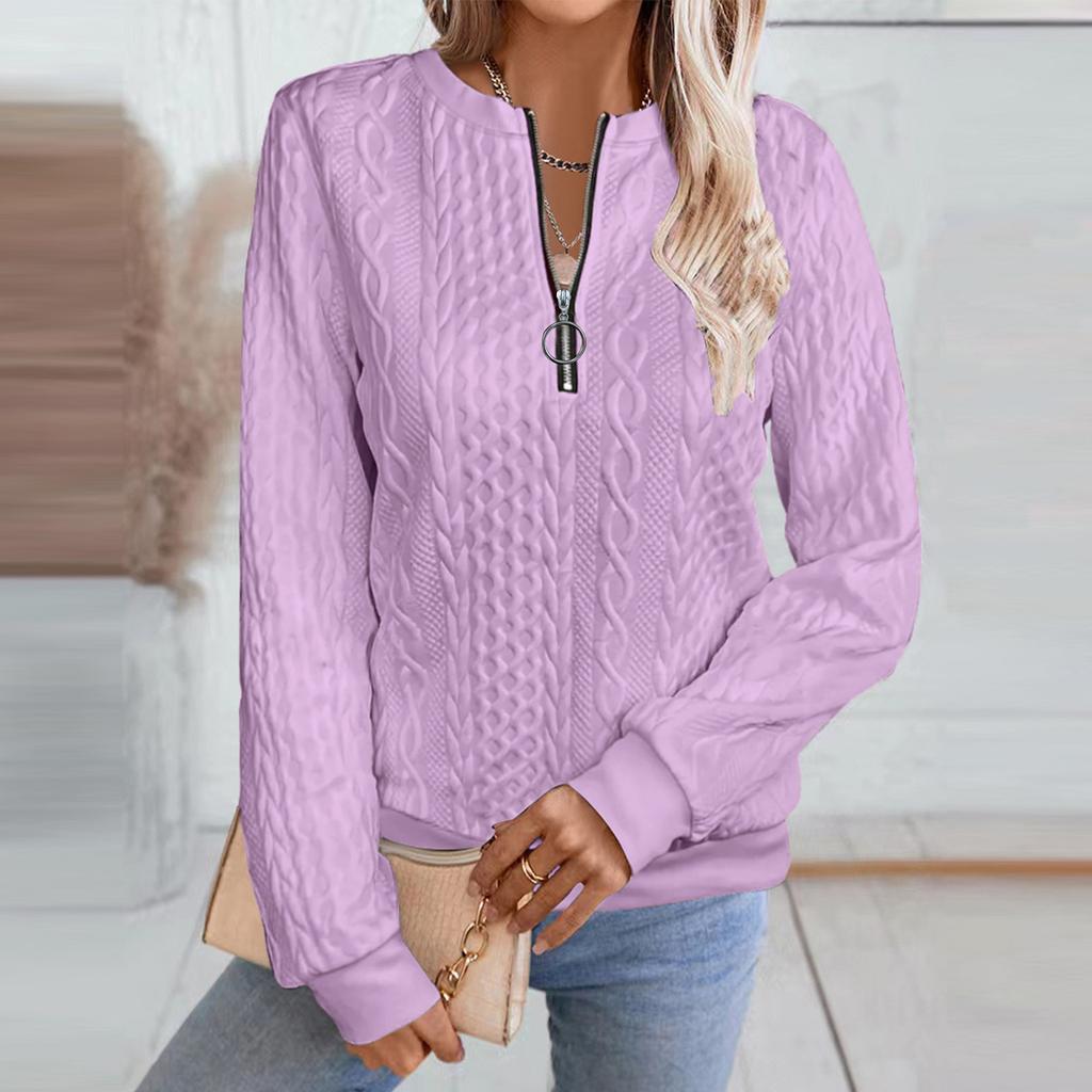 Dámská móda Dlouhý rukáv Jednobarevná Ležérní Límec Zip Dlouhý rukáv Mikina