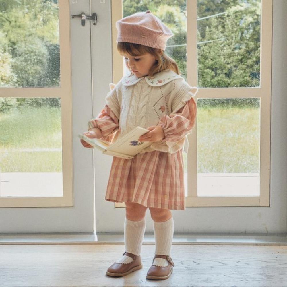 Organicmom Pink Check Long Dress Mkftop03 80