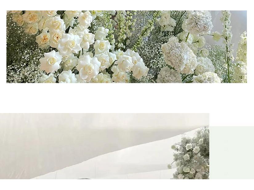 Weiße Blumendekoration für Hochzeiten Künstliche Straußornamente und Bogen-Requisiten