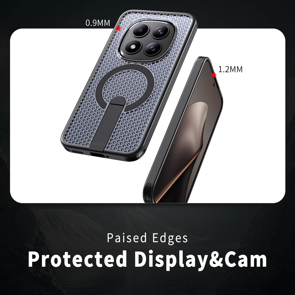 KEYSION Hollow Heat Dissipation Case for Redmi Note 15 Pro+ 5G 15 Pro 4G Magnetic Cooling Hide Stand Shockproof Phone Back Cover