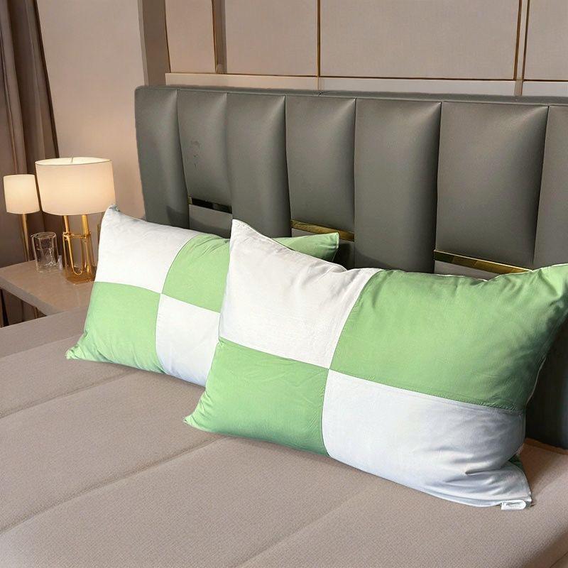 Set of Two Silky Soft Bamboo Fiber Patchwork Pillowcases with a Cool Feel