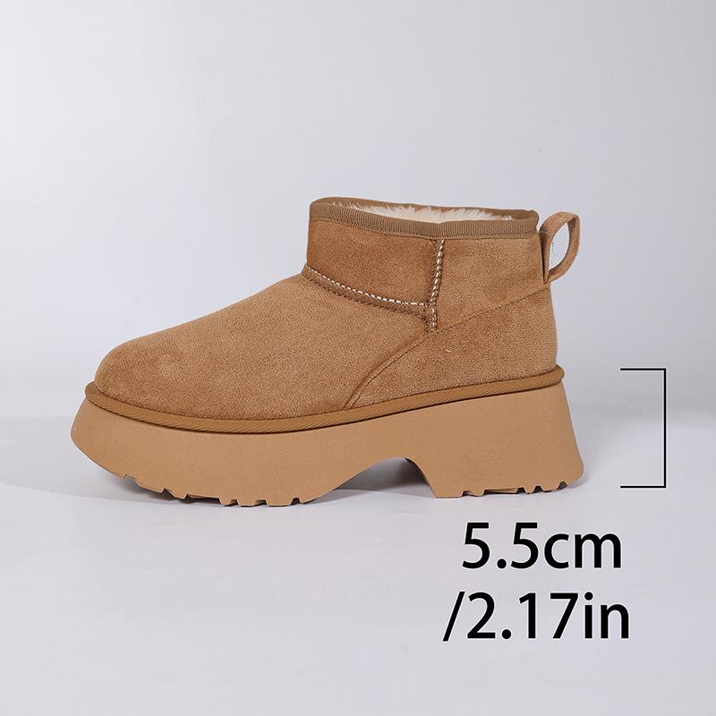

Fashion Winter Thicken Plush Snow Boots for Women Faux Suede Thick Sole Chunky Platform Ankle Boots Warm Comfort Non Slip Cotton Boots 40 хаки