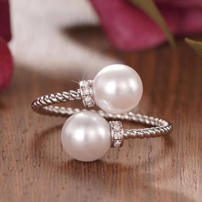 

CAOSHI Luxurious Gold Color/Silver Color Adjustable Ring with White Imitation Pearl Newly Designed Engagement Jewelry for Women resizable