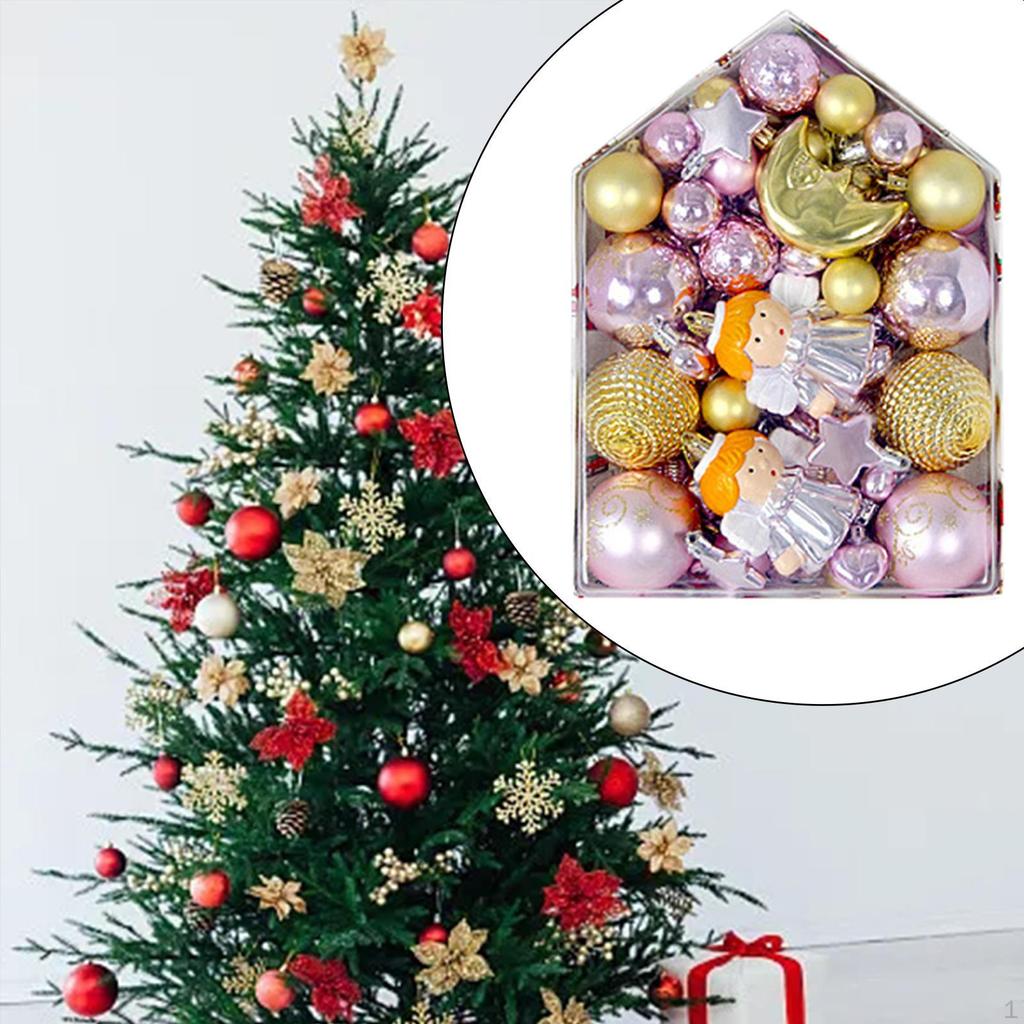 72 Pieces Christmas Tree Decorations Decorative Hanging Baubles Balls Ornaments Set