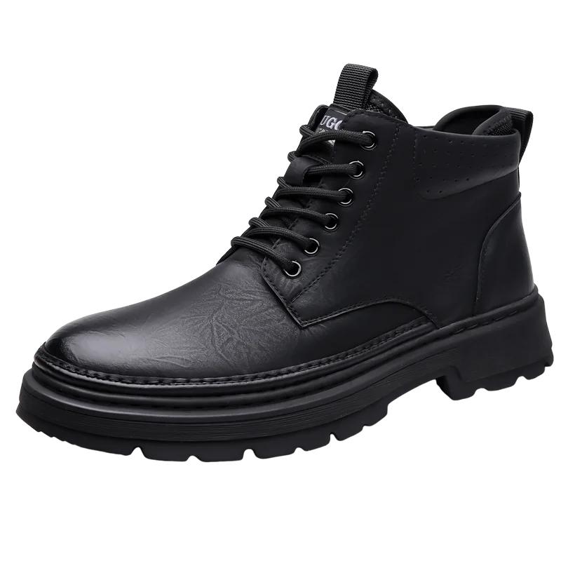 New Men's Boots High Top Leather Shoes Genuine Leather Breathable High Quality Casual Shoes Retro Fashion Lace Up Work Men Shoes