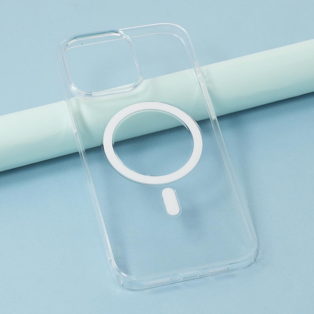 JAUCASE For iPhone 15 Pro Crystal Clear Case Compatible with MagSafe Hard PC Phone Back Cover