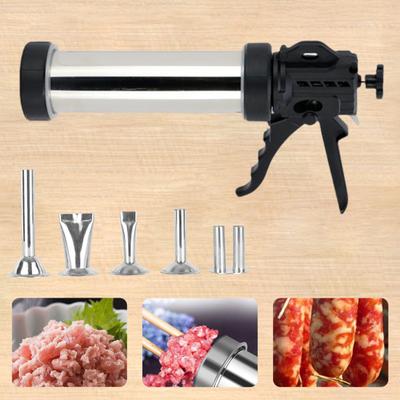 Stainless Steel Sausage Maker Kit Professional Beef Jerky Shooter for Ground Meat Large Capacity Jerky Maker with Meat Pusher Brushes Sausage Machine