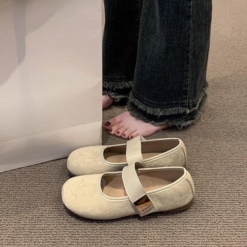 Shallow Single Shoes Female New Fairy with Skirt Mary Jane Shoes Flat Ballet Beanie Shoes